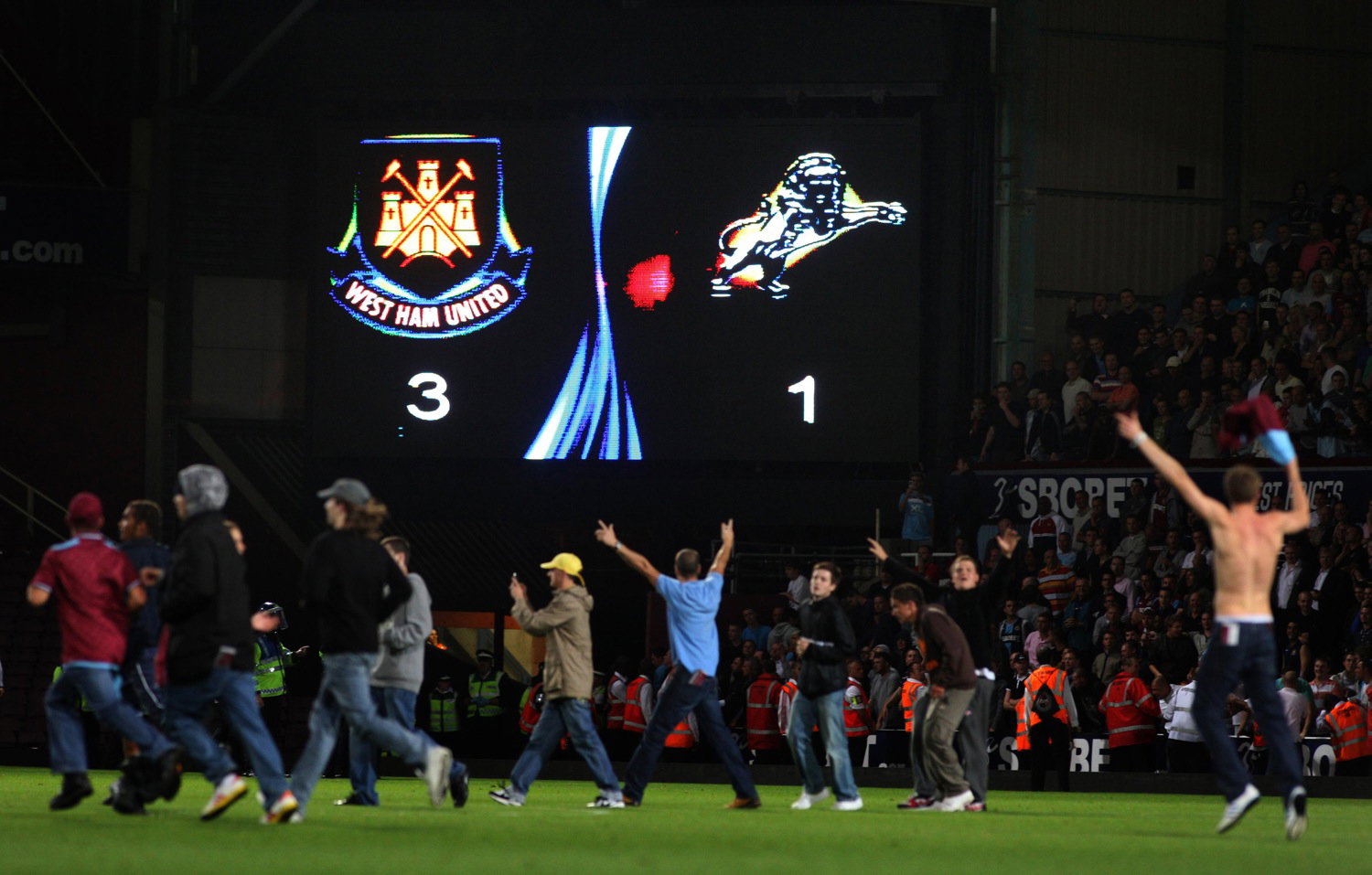 West Ham vs Millwall and Upton Park - Fans on pitch