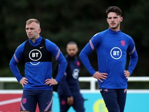 Jarrod Bowen and Declan Rice with England